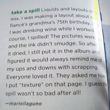 I contributed! =) I got excited my answer got featured in Scrapbook etc. April 2009 issue.