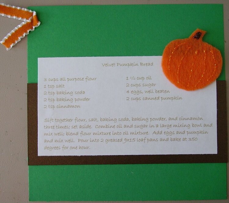 Decemeber Recipe Swap - Velvet Pumpkin Bread
