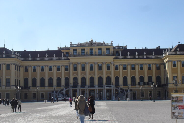 Front view of Schonbrunn Palace Vienna