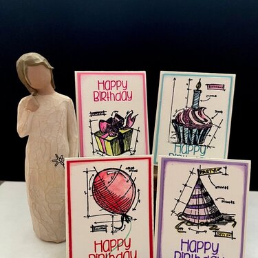 Happy Birthday mini cards 4-7