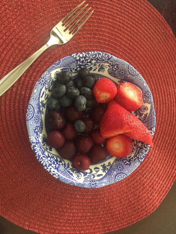 Blueberries, strawberries and cherries