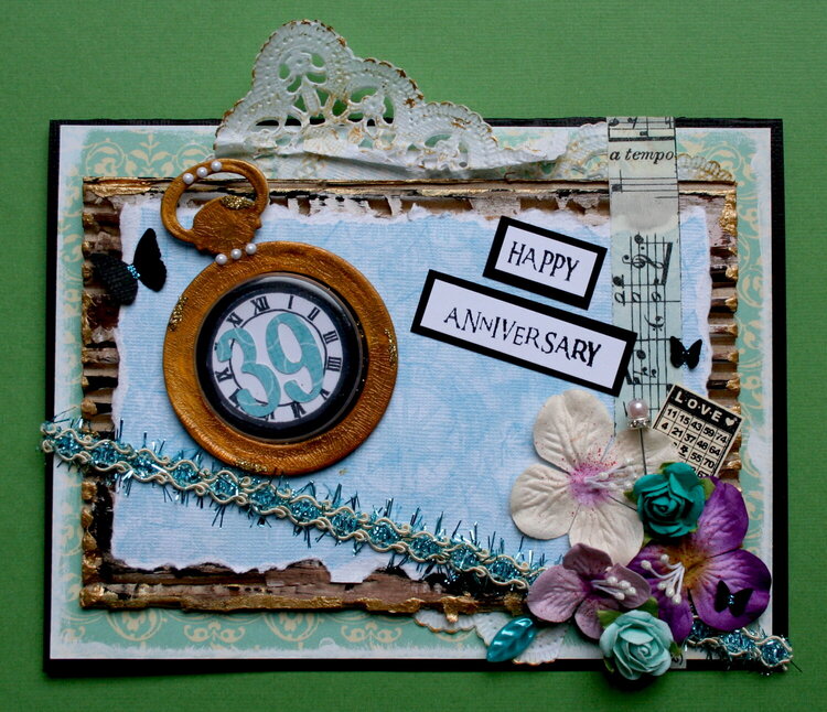 Happy Anniversary-using NEW TISSUE TAPE from Tim Holtz