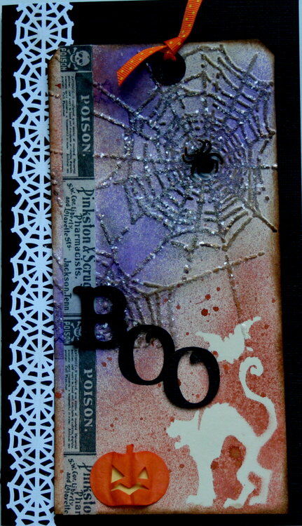 BOO-Using new Tim Holtz Halloween Tissue Tape &amp; Cobweb Texture Fades