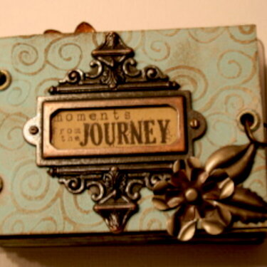 Moments From The Journey-cover of Tim Holtz mini book. Project from Creative Escape