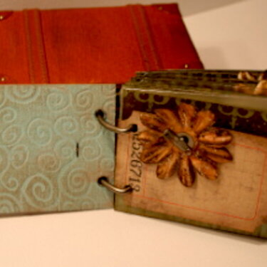 Moments From The Journey-Inside of Tim Holtz mini book. Project from Creative Escape.