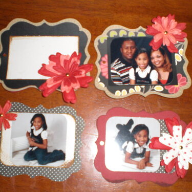 Chipboard tags I am working on of pictures of my family.