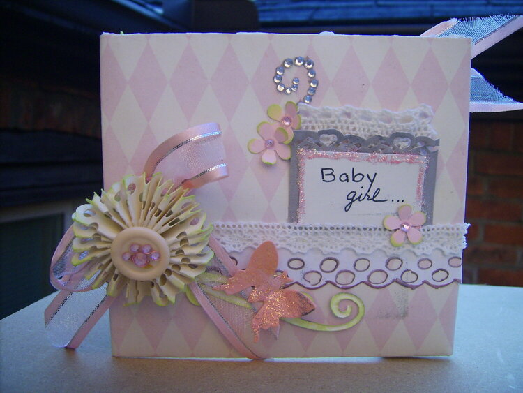 Baby Girl Announcement Cardholder Set-front