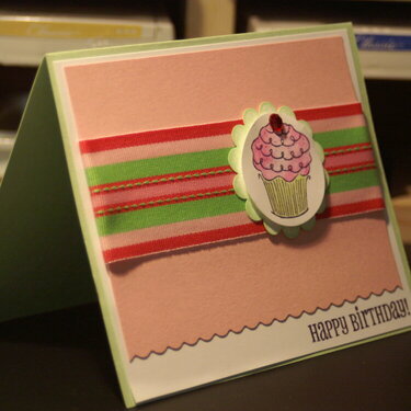 Side view of Cupcake birthday card