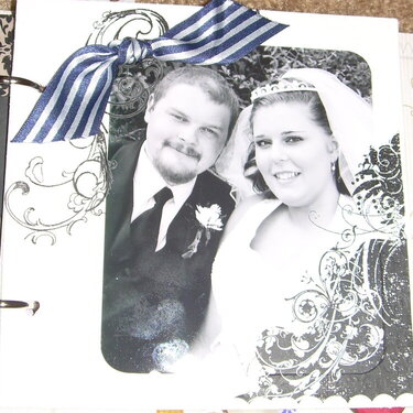 Close up of pg.5 in mini wedding scrapbook