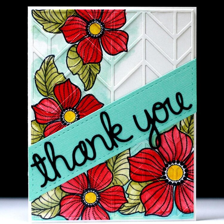 Floral Background Diecut Thank You