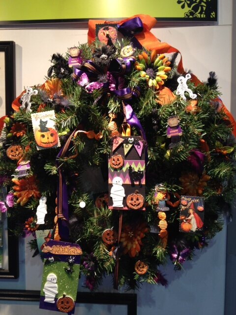 Altered Halloween Wreath featuring Brand New Petaloo Products