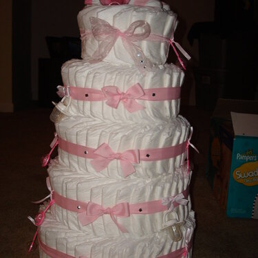 pink princess diaper cake