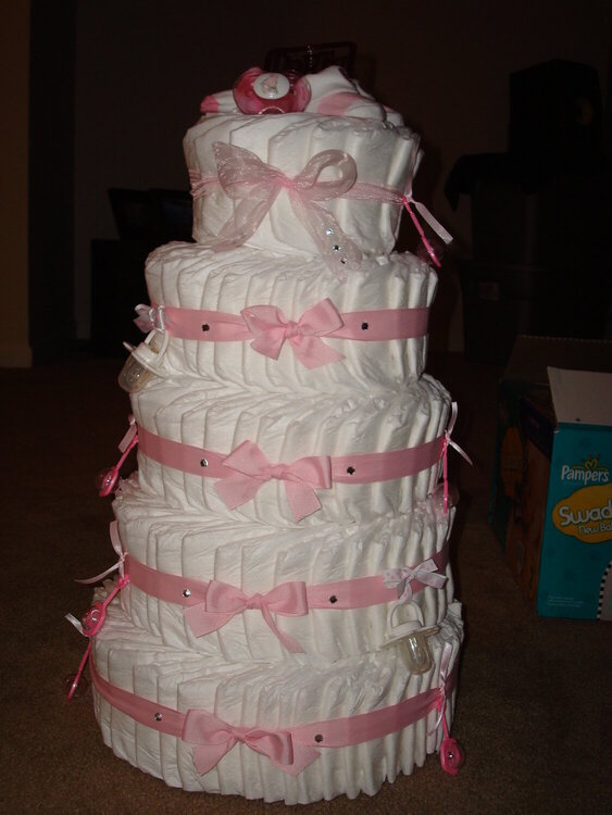 pink princess diaper cake