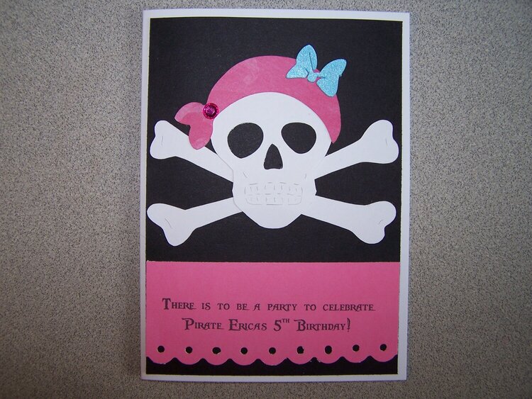 Pink Pirate Birthday Party Invitation