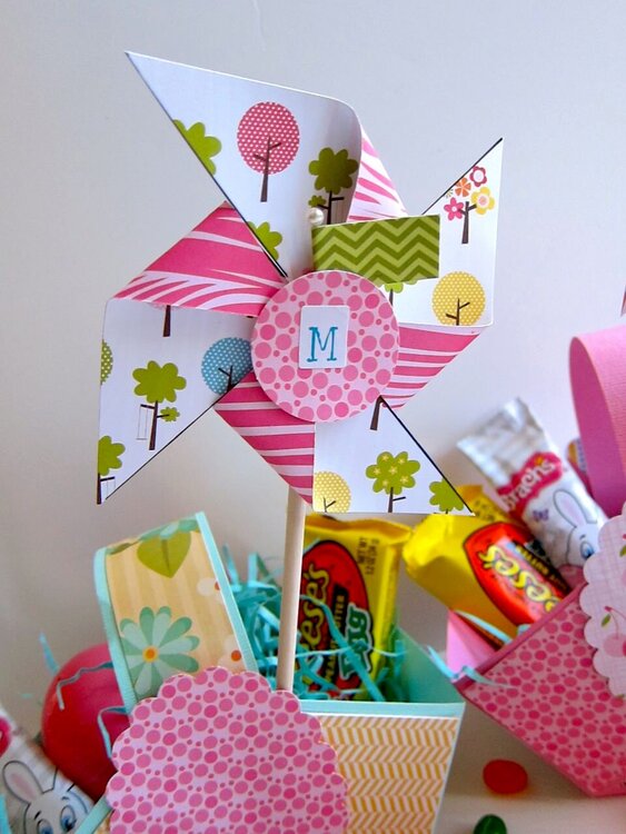 Easter basket with pinwheel