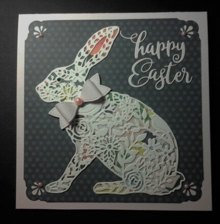Large Lacy Easter Bunny Card