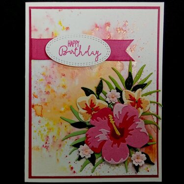 Tropical Hibiscus Birthday Card