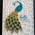 Hello Fabulous Peacock card