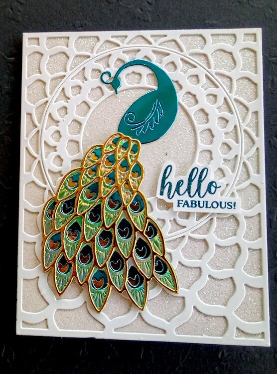 Hello Fabulous Peacock card