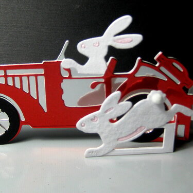 Bunnies with Classic car