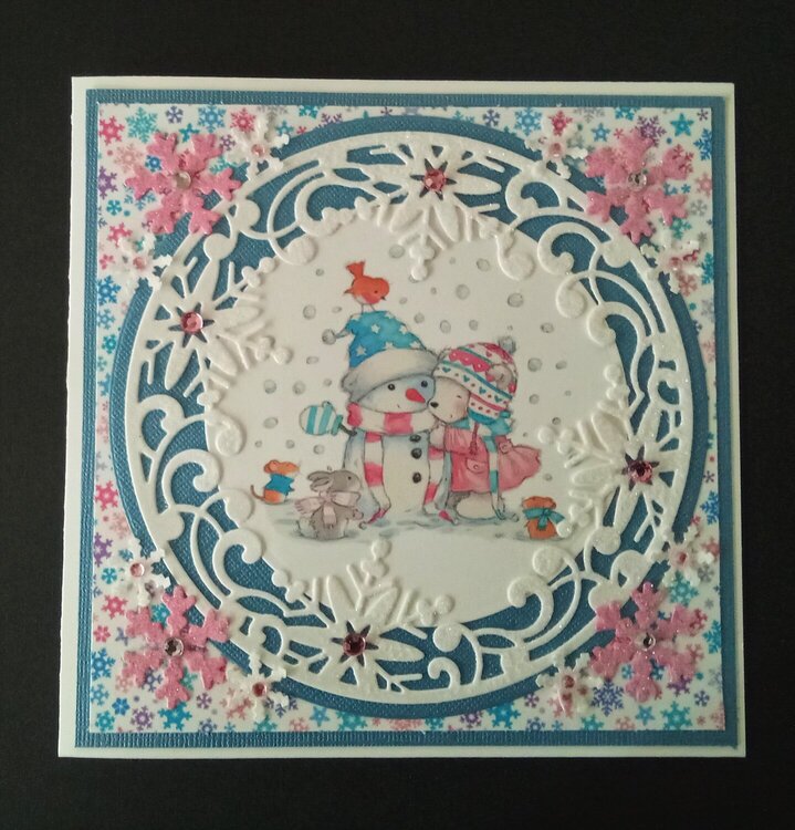 2 Pink and Blue Christmas cards
