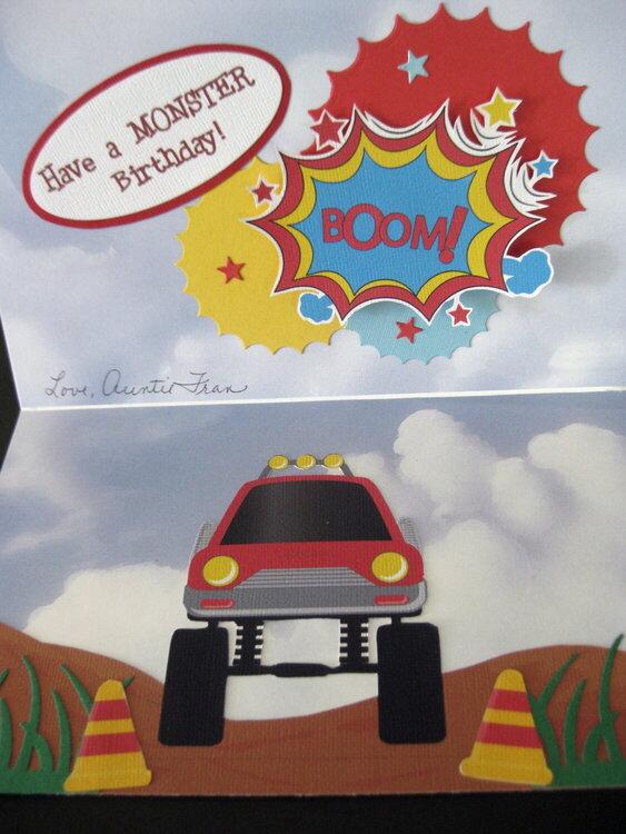 Monster Truck Penny Slider Birthday Card