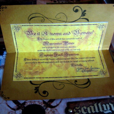 Inside the Pirate certificate &quot;pouch&quot;