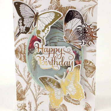 Minc Gold Vintage Butterfly Happy Birthday Card