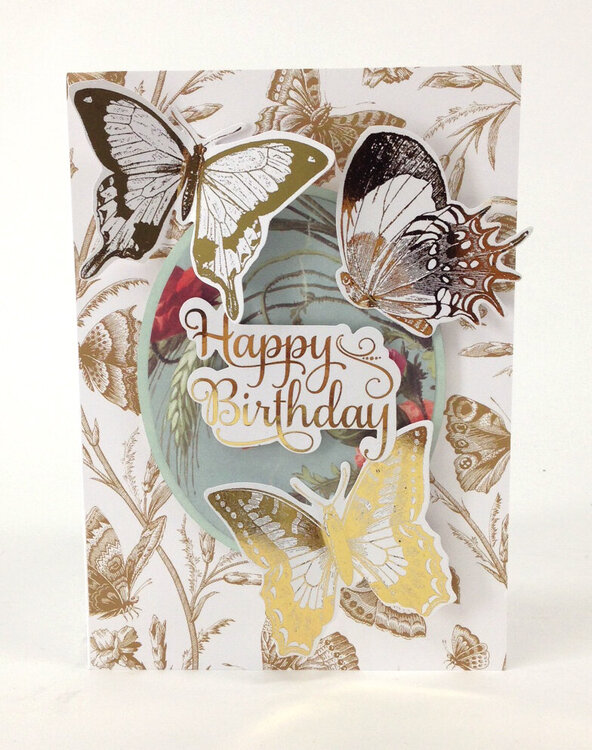 Minc Gold Vintage Butterfly Happy Birthday Card