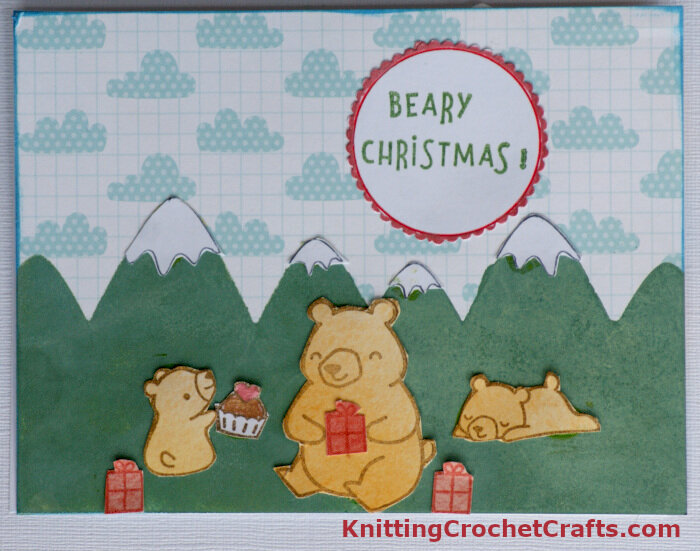 Beary Christmas Card Featuring Lawn Fawn Stamps, Papers &amp; Stencil