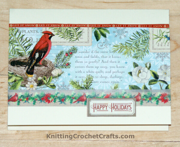 Cardinal Christmas Card Featuring Graphic 45 Papers From the Time to Flourish Collection