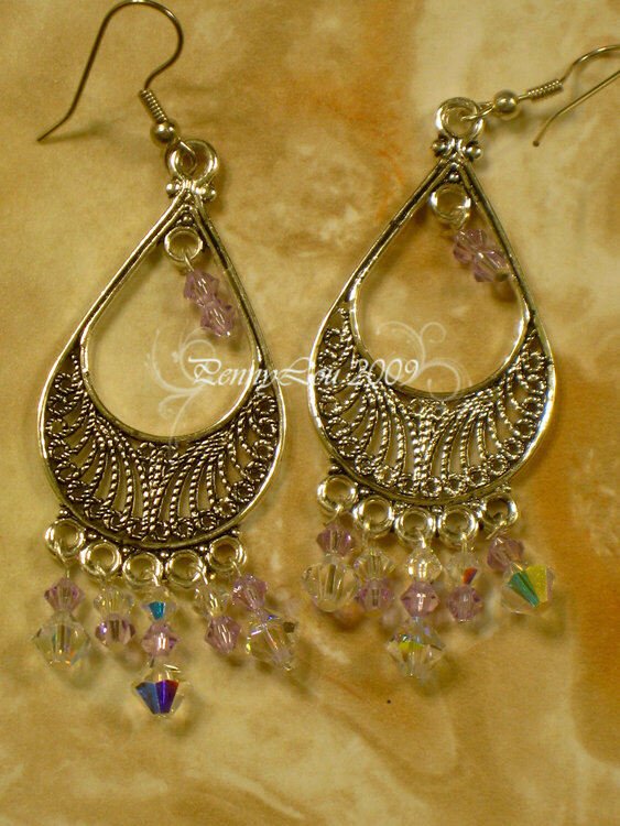 Amathyst and White Crystal Chandelier earrings