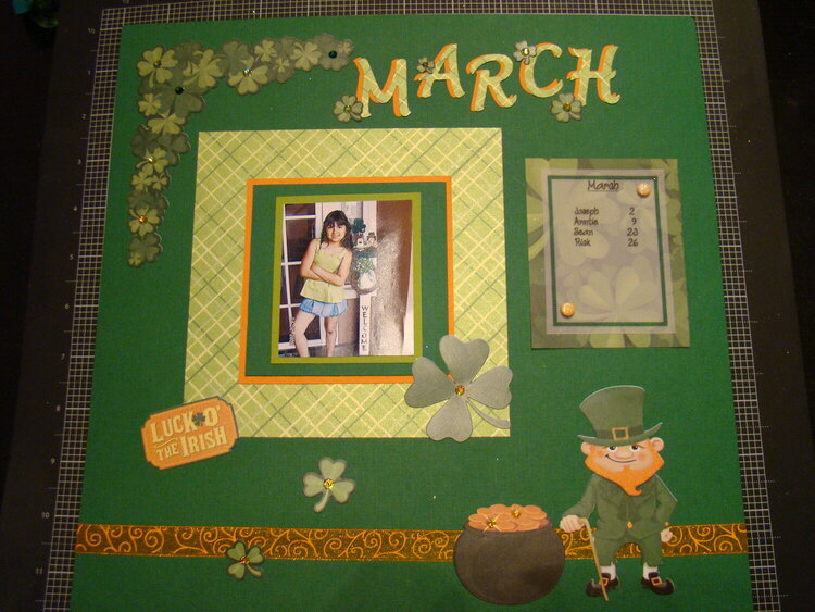 March Layout for my Calendar Shadow Box