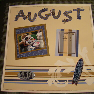 August Layout for Calendar Shadow Box