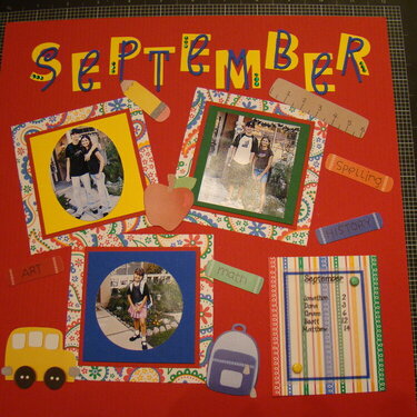 September Layout for Calendar Shadow Box