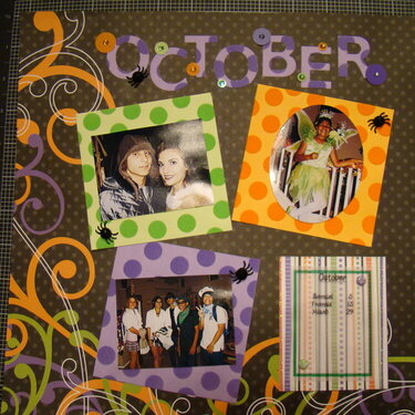 October Layout for Calendar Shadow Box