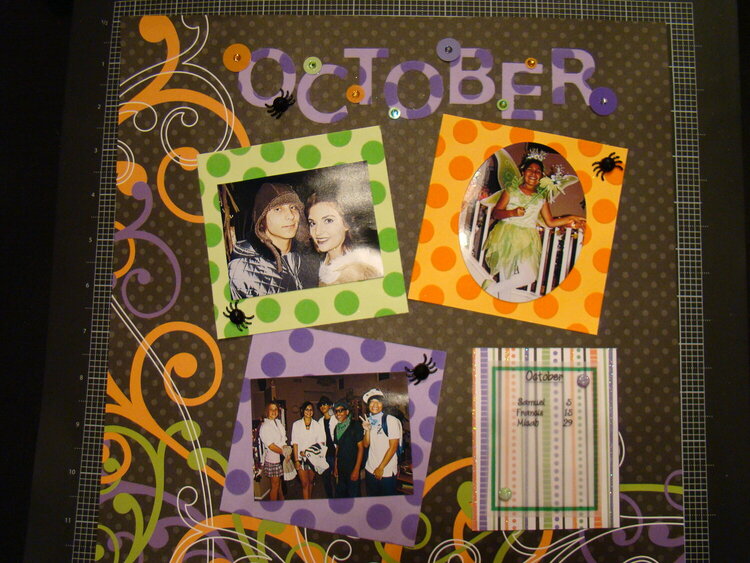October Layout for Calendar Shadow Box