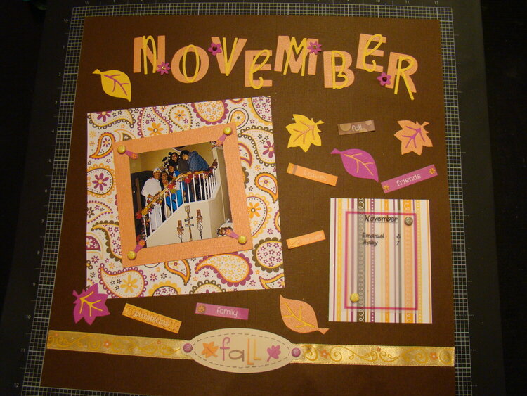 November Layout for Calendar Shadow Box