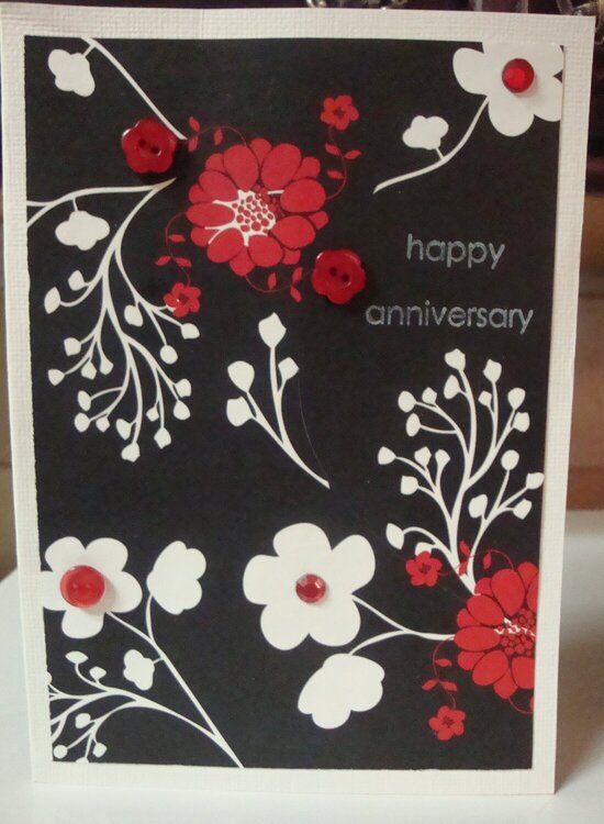 Asian floral anniversary card