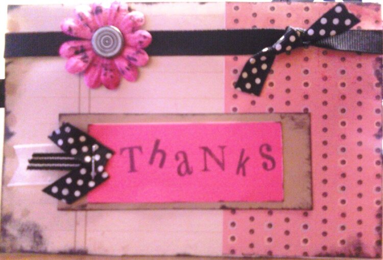 Pink &amp; Black Thanks Card