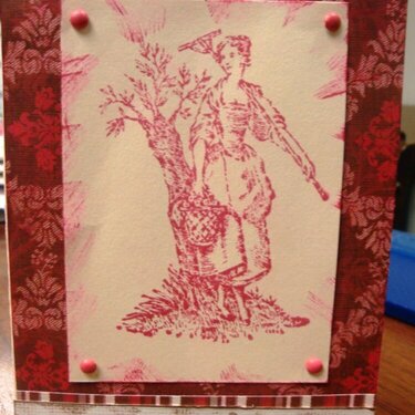Red &amp; Brown Toile Thank you card