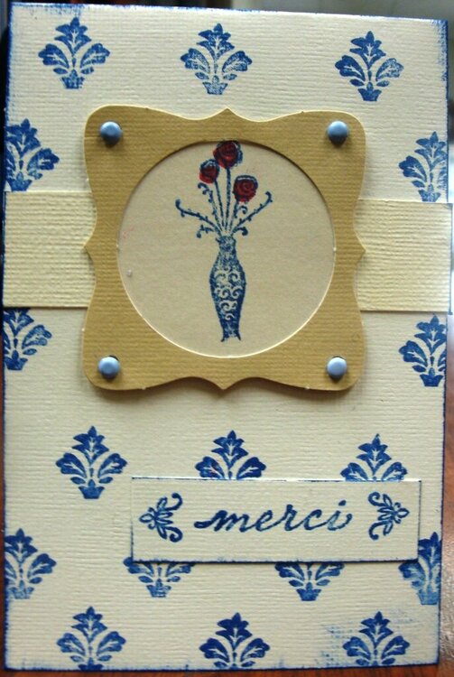 Blue &amp; Cream Merci Card
