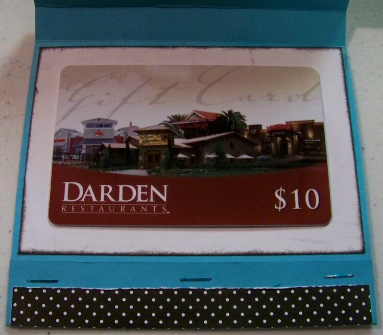 inside of matchbook gift card holder