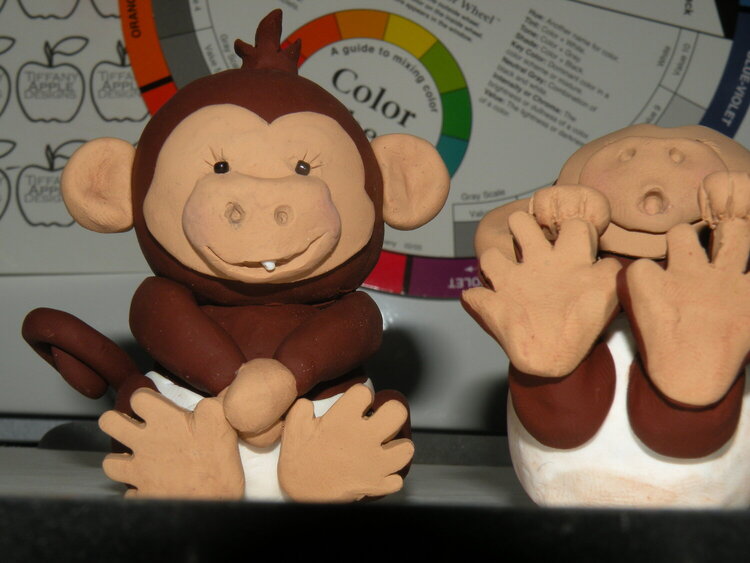 polymer clay baby monkeys