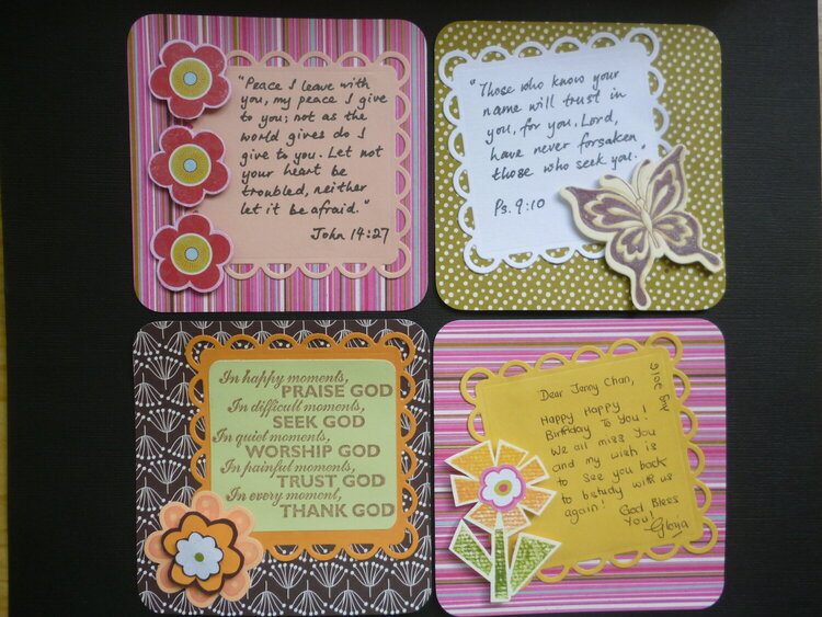 Bible verse / quotation cards for a Birthday Box of well-wishes