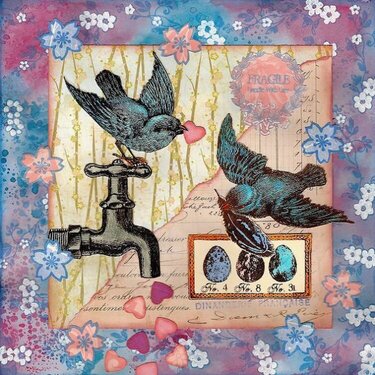 Bluebird Valentine Collage