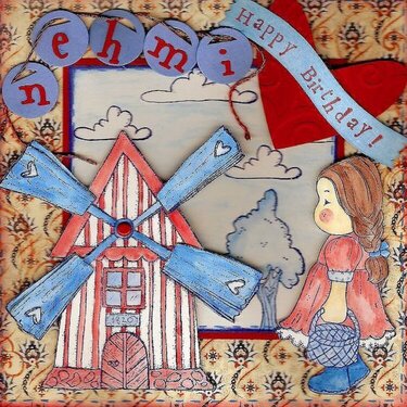 Dutch Windmill Birthday Card