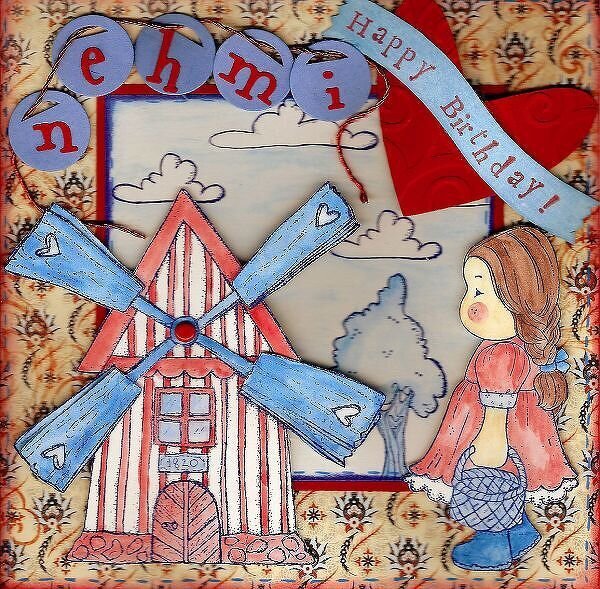 Dutch Windmill Birthday Card