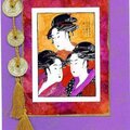 3 Geishas and Coins Card 