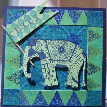 Batik Circus Elephant Card 